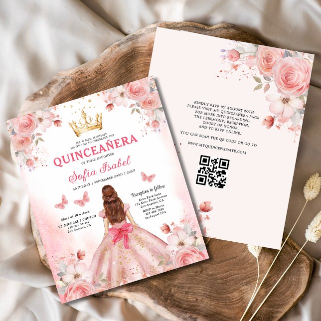 Budget Quinceañera  Rosa Blommigt Butterfly Flygblad (Skapare uppladdad)