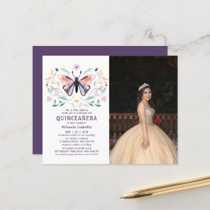Budget Quinceañera Rosa Butterfly Photo Blommigt