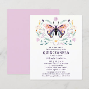 Budget Quinceañera Rosa Lila Fjäril Blommig