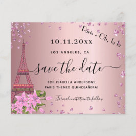Budget Quinceanera rosabränd Paris spara datumet