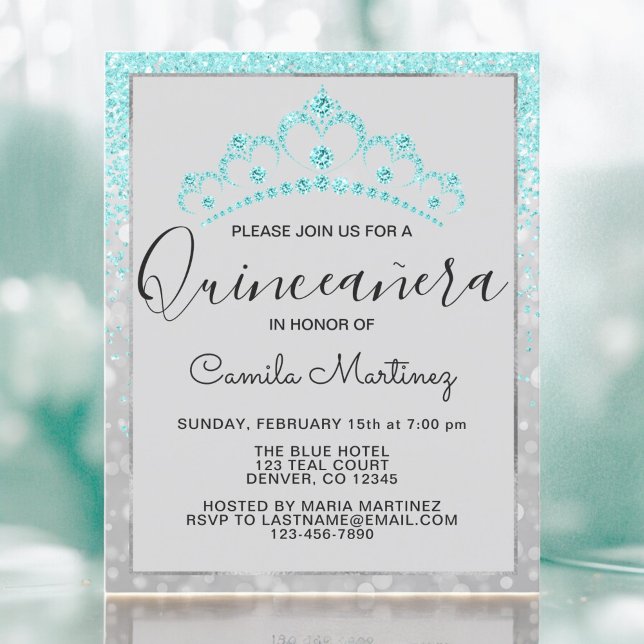 Budget Quinceanera Teal Blue Girly Glitter (Skapare uppladdad)