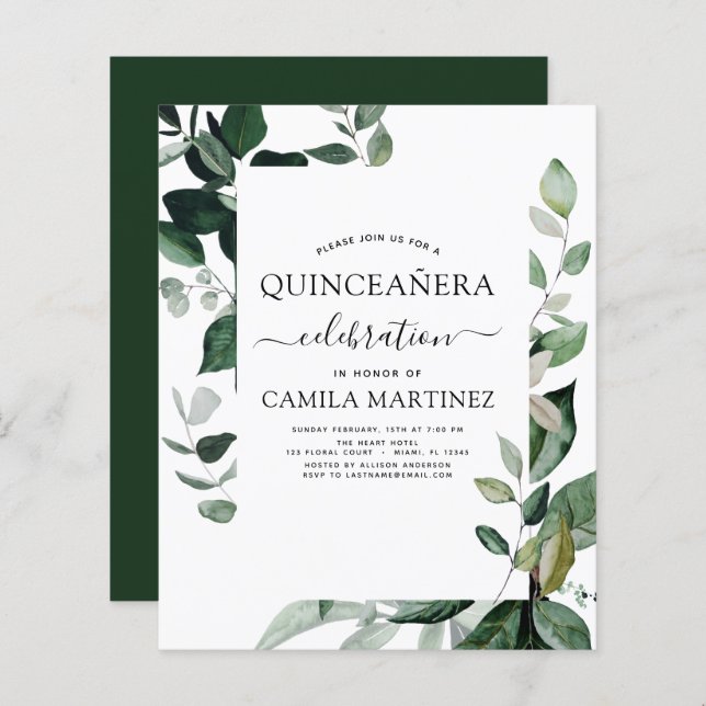 Budget Quinceanera Vår Botanisk Grönska (Fram/baksida)