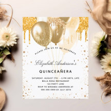 Budget Quinceanera vit guld-ballonger