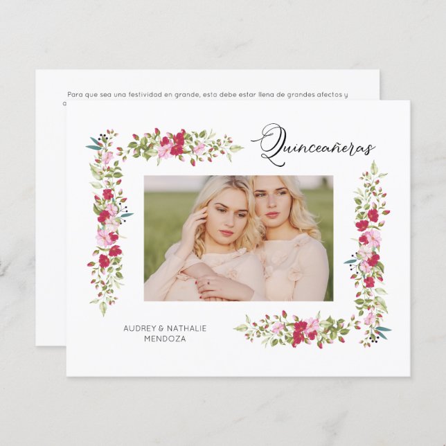 Budget Quinceañeras Spanish Floral Photo  (Fram/baksida)