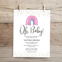 Budget Rainbow Girl Baby Shower-inbjudan