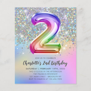 Budget Rainbow Glitter Foil Girl 2:a födelsedagen
