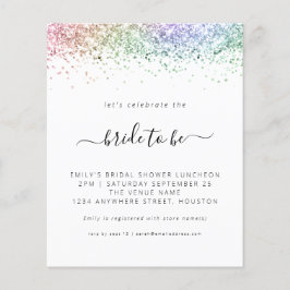 Budget Rainbow Glitter Inbjudningskort för möhippa