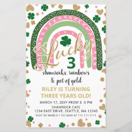 Budget Rainbow St Patrick Girl Birthday-inbjudan