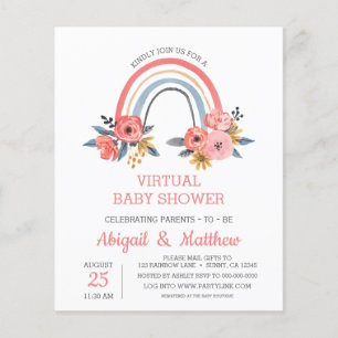 BUDGET Rainbow Virtuell Baby Shower-inbjudan Flygblad