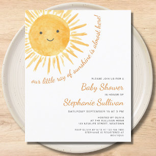 Budget Ray of Sunshine Baby Shower-inbjudan