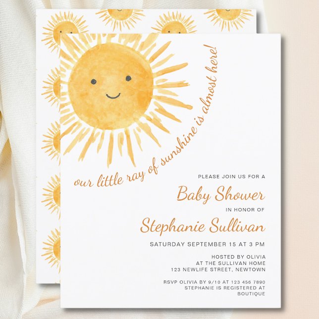Budget Ray of Sunshine Baby Shower-inbjudan (Skapare uppladdad)