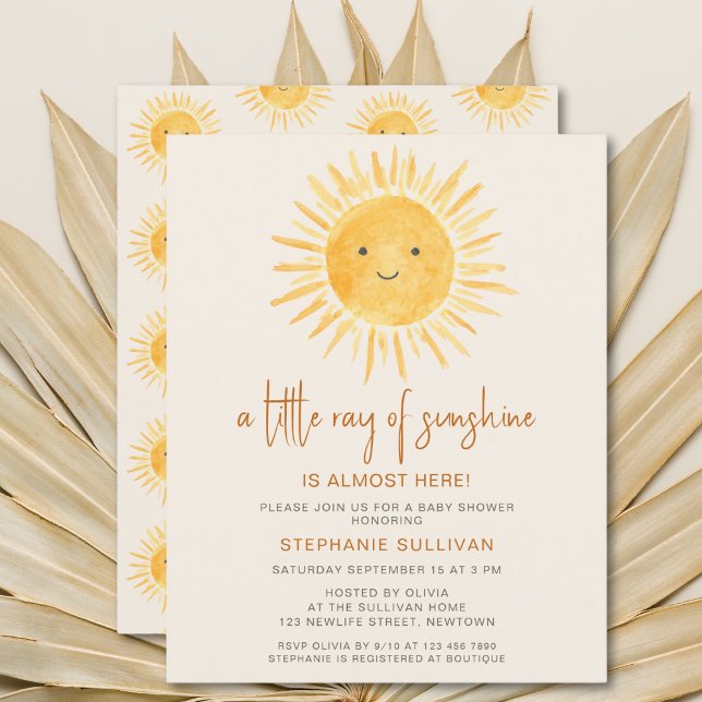 Budget Ray of Sunshine Baby Shower-inbjudan (Skapare uppladdad)