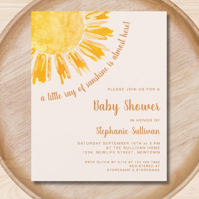 Budget Ray of Sunshine Boho Baby Shower-inbjudan (Skapare uppladdad)