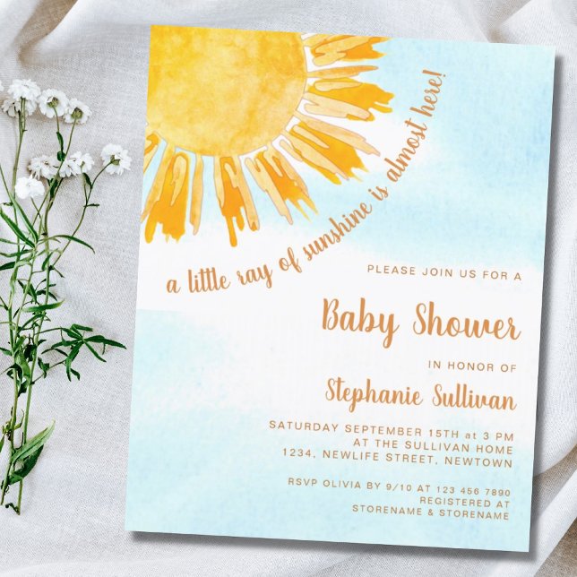 Budget Ray of Sunshine Boho Baby Shower-inbjudan (Skapare uppladdad)