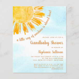 Budget Ray of Sunshine GrandBaby Shower-inbjudan
