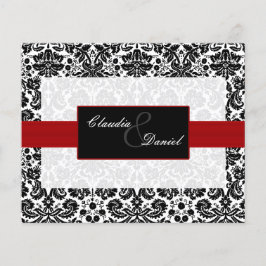 Budget Red Black Damask Wedding bjudande