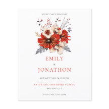 Budget Red Blommigts Bröllop spara datum