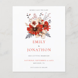 Budget Red Blommigts Bröllop spara datum