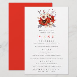 Budget Red Blommigts Foliage Bröllop Menu