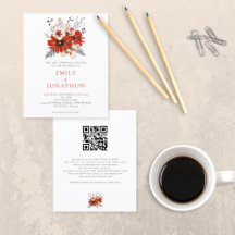 Budget Red Blommigts QR Code Wedding bjudande