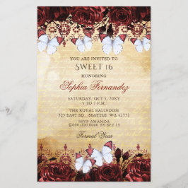 Budget Red Butterfly Sweet 16-inbjudan