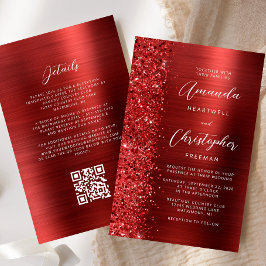 Budget Red Glam QR Code Wedding bjudande