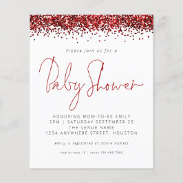 Budget Red Glitter Baby Shower-inbjudan