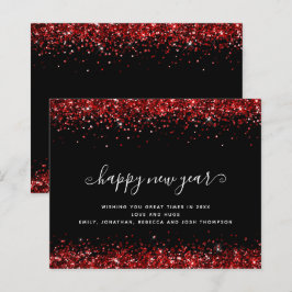 Budget Red Glitter Black Gott nytt år-kort