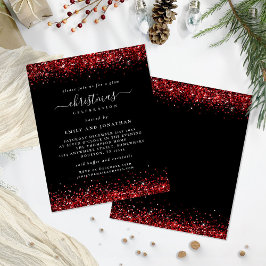 Budget Red Glitter jul Party Svarta Inbjudan