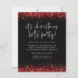 Budget Red Glitter jul Roligt Party Inbjudan