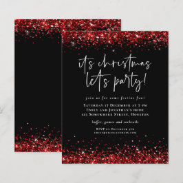 Budget Red Glitter jul Roligt Party Inbjudan