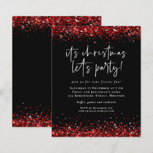 Budget Red Glitter jul Roligt Party Inbjudan