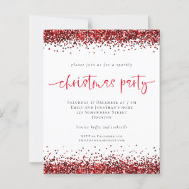 Budget Red Glitter skript jul Party Inbjudan
