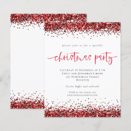 Budget Red Glitter skript jul Party Inbjudan