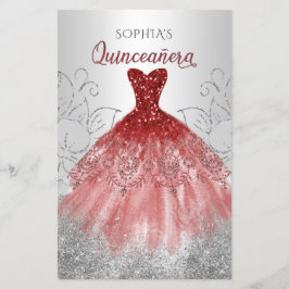 Budget Red Gnistra Dress Quinceañera-inbjudan