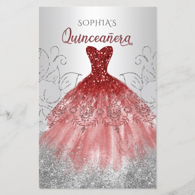 Budget Red Gnistra Dress Quinceañera-inbjudan (Framsida)