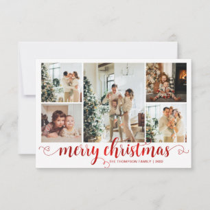 BUDGET Red God jul Heart Script 5-foto Anteckningskort