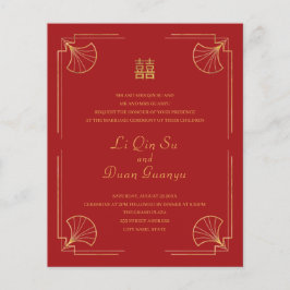 Budget Red & Guld Dubbla Happity China Bröllop Flygblad