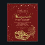 BUDGET Red Guld Glitter Masquerad Sweet 16<br><div class="desc">Utformningsfunktionen mousserande masken guld glitter maskerad boll med guld konetti.</div>