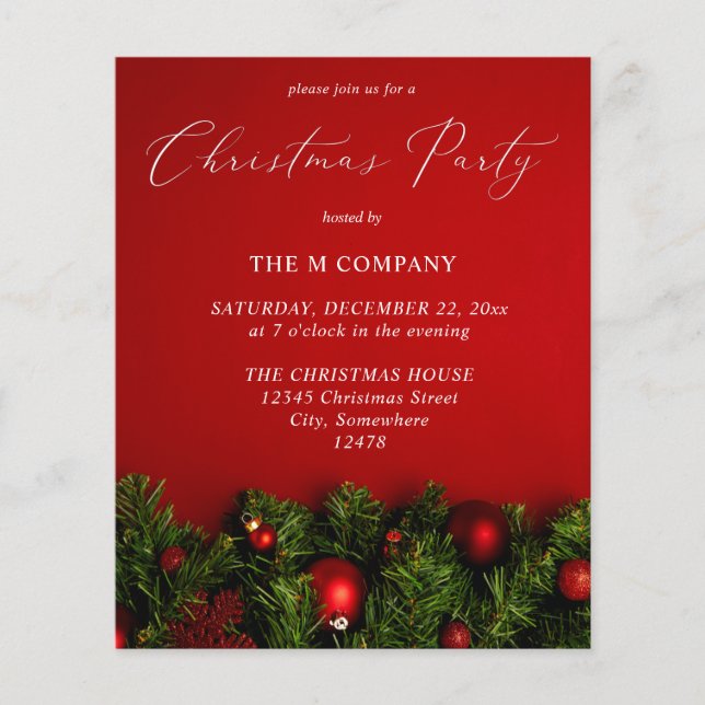 Budget Red Ornament jul Party Flygblad (Framsidan)