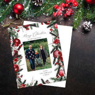 Budget Red Ornaments & Gräs God jul Photo