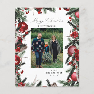 Budget Red Ornaments & Gräs God jul Photo Flygblad