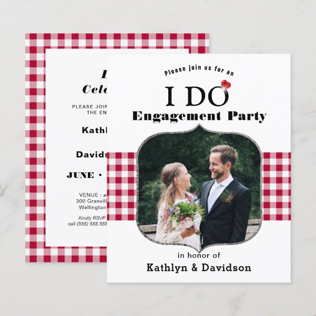 BUDGET Red Play Photo I GÖR-inbjudan till Förlovni (Fram/baksida)