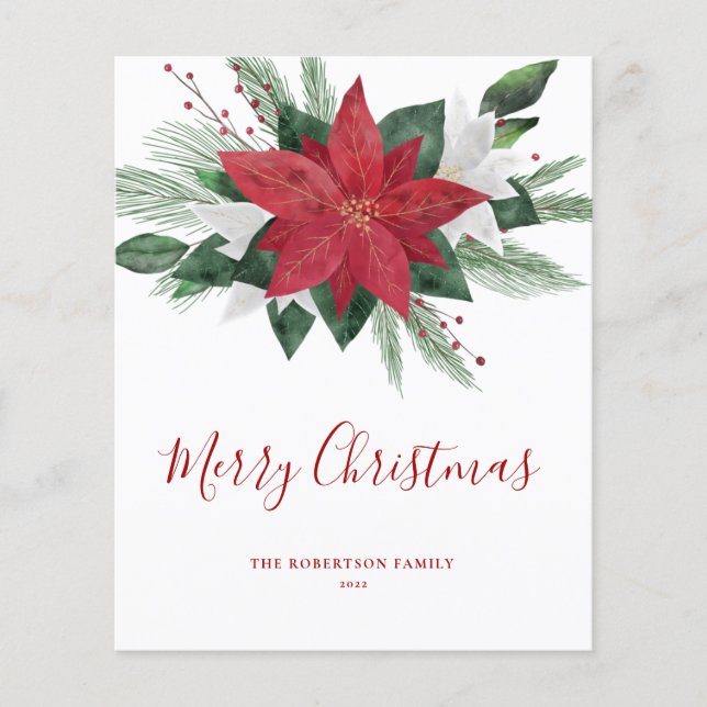 Budget Red Poinsettia julkort - Helgdag (Framsida)