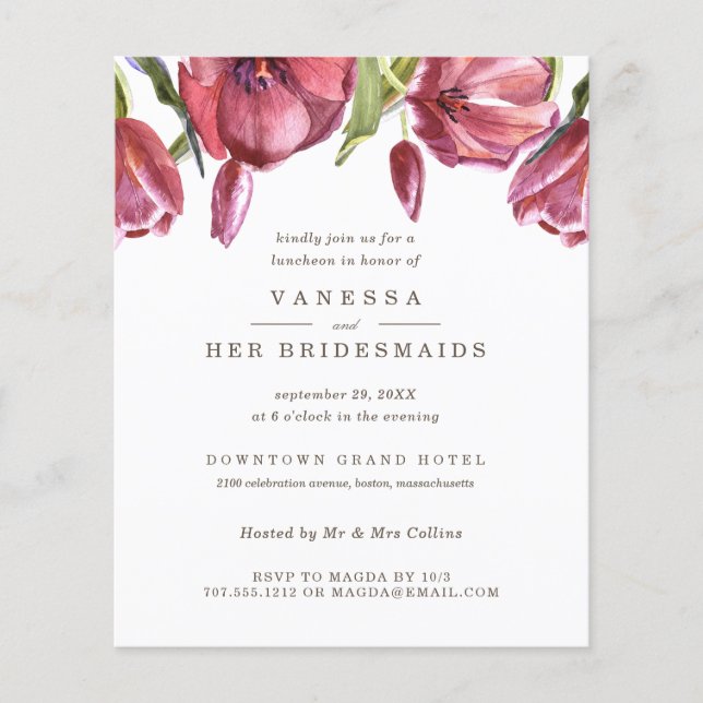 BUDGET Red Poppies Bröllop BRIDESMAIDS Luncheon (Framsida)