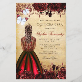 Budget Red Princess Quinceañera-inbjudan