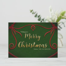 Budget Red Ribbon God Jul Julkort