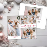 Budget Red Script 5 Photo Collage julkort<br><div class="desc">Budget, minimalistisk, Elegant Calligraphy Red Script 5 Photo Collage God jul Script Helgdag Thin Card i rött vitt. Den här snygga, enkla, visuella, fem (5) fotokortmallen (på bild 4 och bild 1) har en söt rutnätsfotokollage och säger "God jul"! Texten "God jul" hälsning är skriven i ett vackert handskrivet teckensnitt...</div>