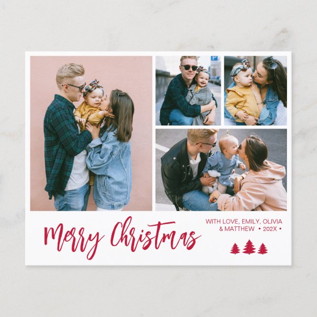 Budget Red Script Collage Gräs jul-Helgdag Flygblad (Framsidan)