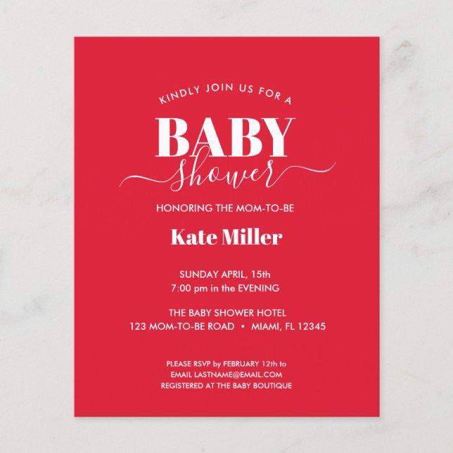 BUDGET RED WHITE GENDER NEUTRAL BABY SHOWER (Framsida)